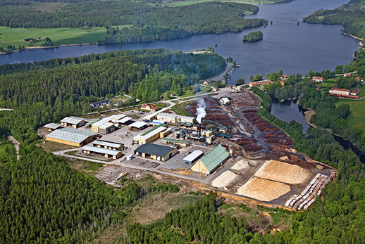 Flygfoto över Forssjö Pellets